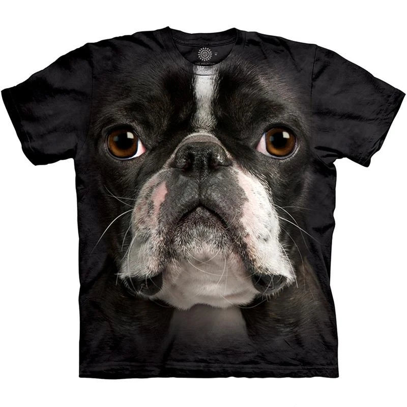 Cute Dog Face Graphics T Shirts Summer Fashion Short Sleeve Funny 3D Animals Printed T-shirts Mens Casual Loose Harajuku Tees