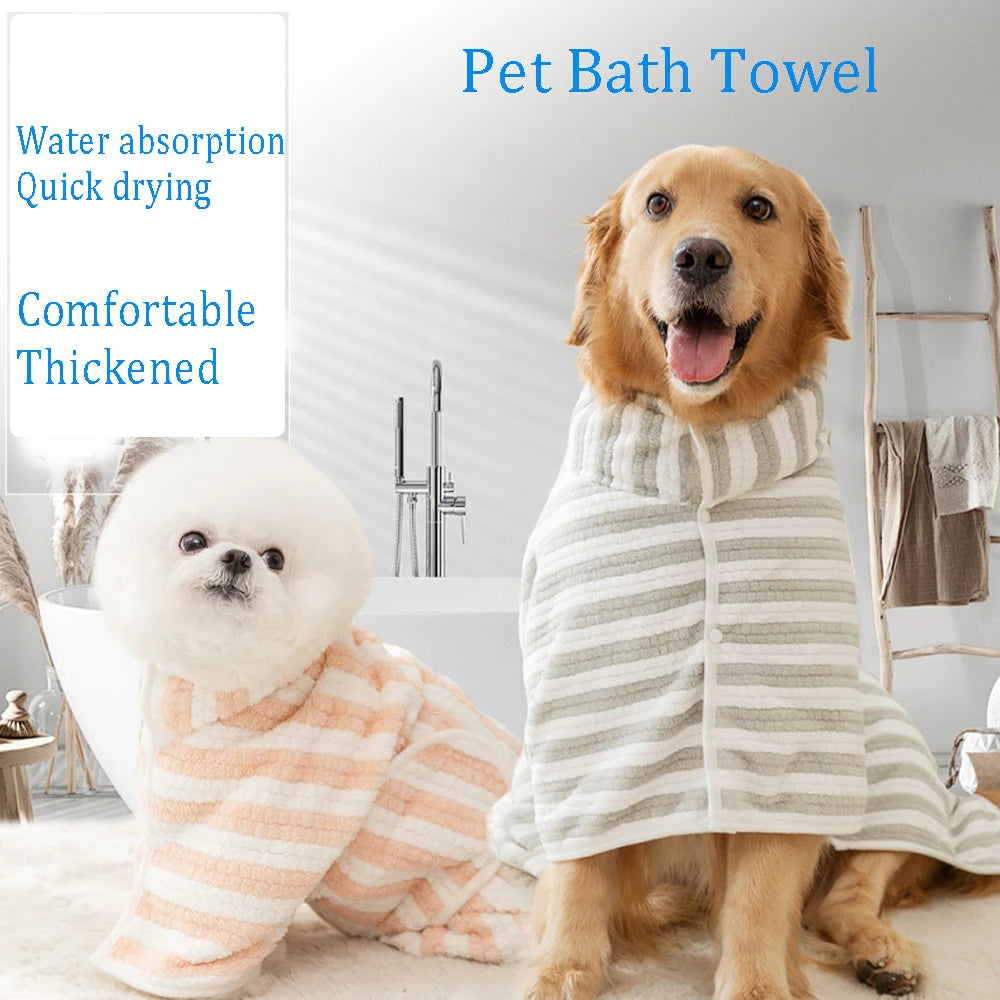 Comfortable Soft Large Small  Dog Bath Towel Bathrobe - Absorbent Quick Drying