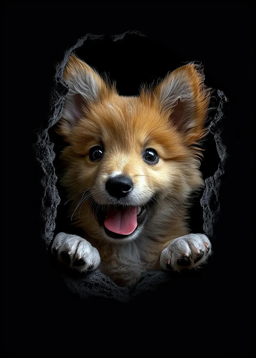 Funny The Dog In The Crevice Posters Norwich Terrier Lhasa Apso Dog Prints Canvas Painting Wall Pictures Home Kid's Room Decor