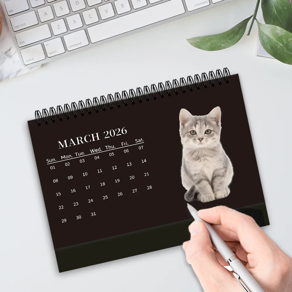 1pc 2026-2027 Cat Theme Calendar, Pet Cat，24- Monthly Planner, Desktop Calendar, Perfect Gift for the New Year
