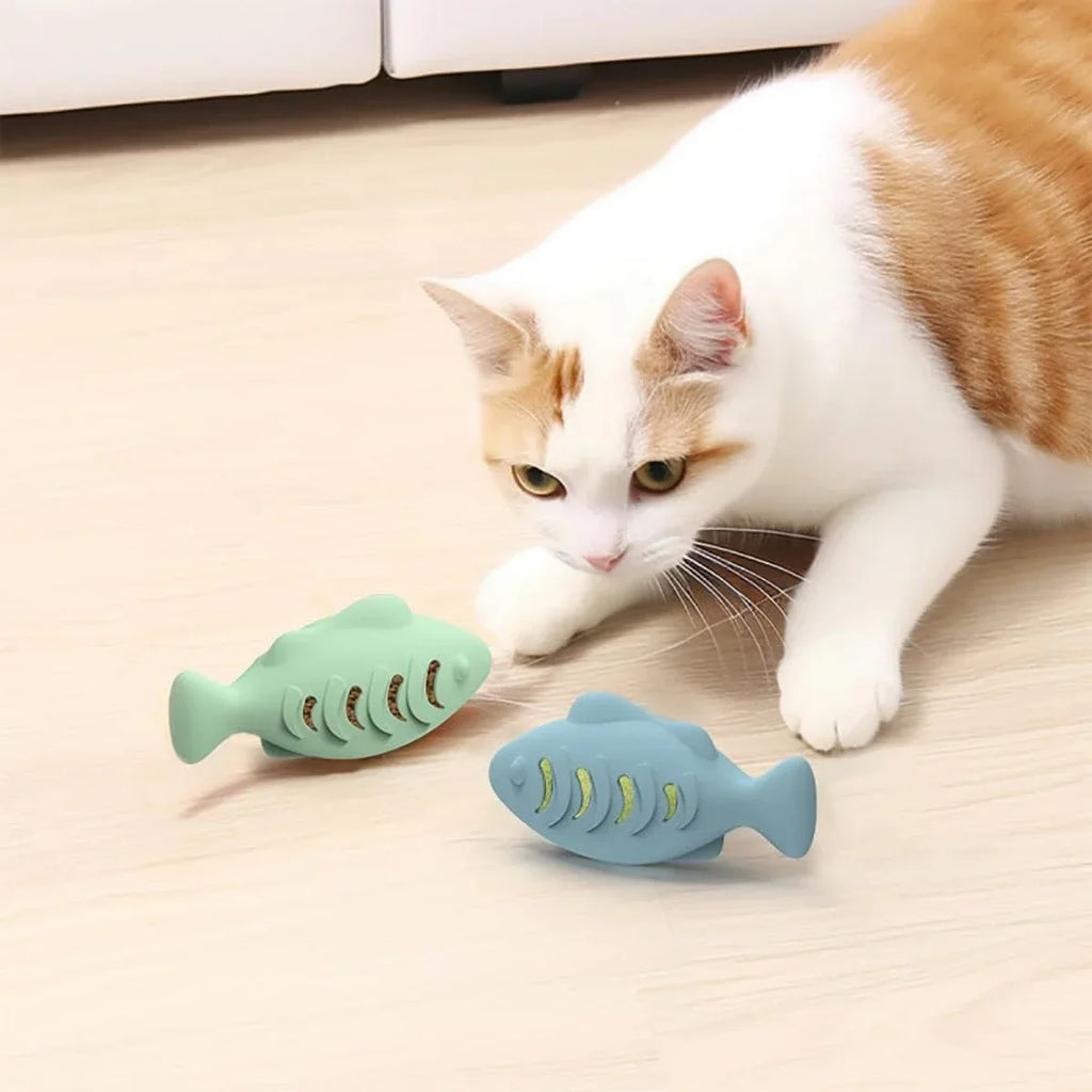 Interactive Cat Toy for Indoor Food Dispensing Feeder of Blue Treat & Catnip