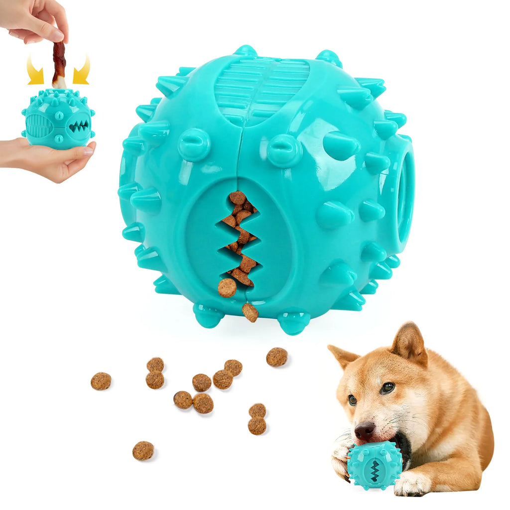 Dog Interactive Chew Treat Dispensing Ball - Self-Play, Boredom Relief, Bite-Resistant, Teeth Cleaning Pet Toy,