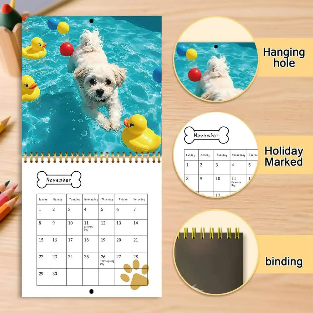 2026 New Dogs, Dog-Lovers Calendar - Year, Monthly, Planner Agenda Schedule Organizer Wall Calendar
