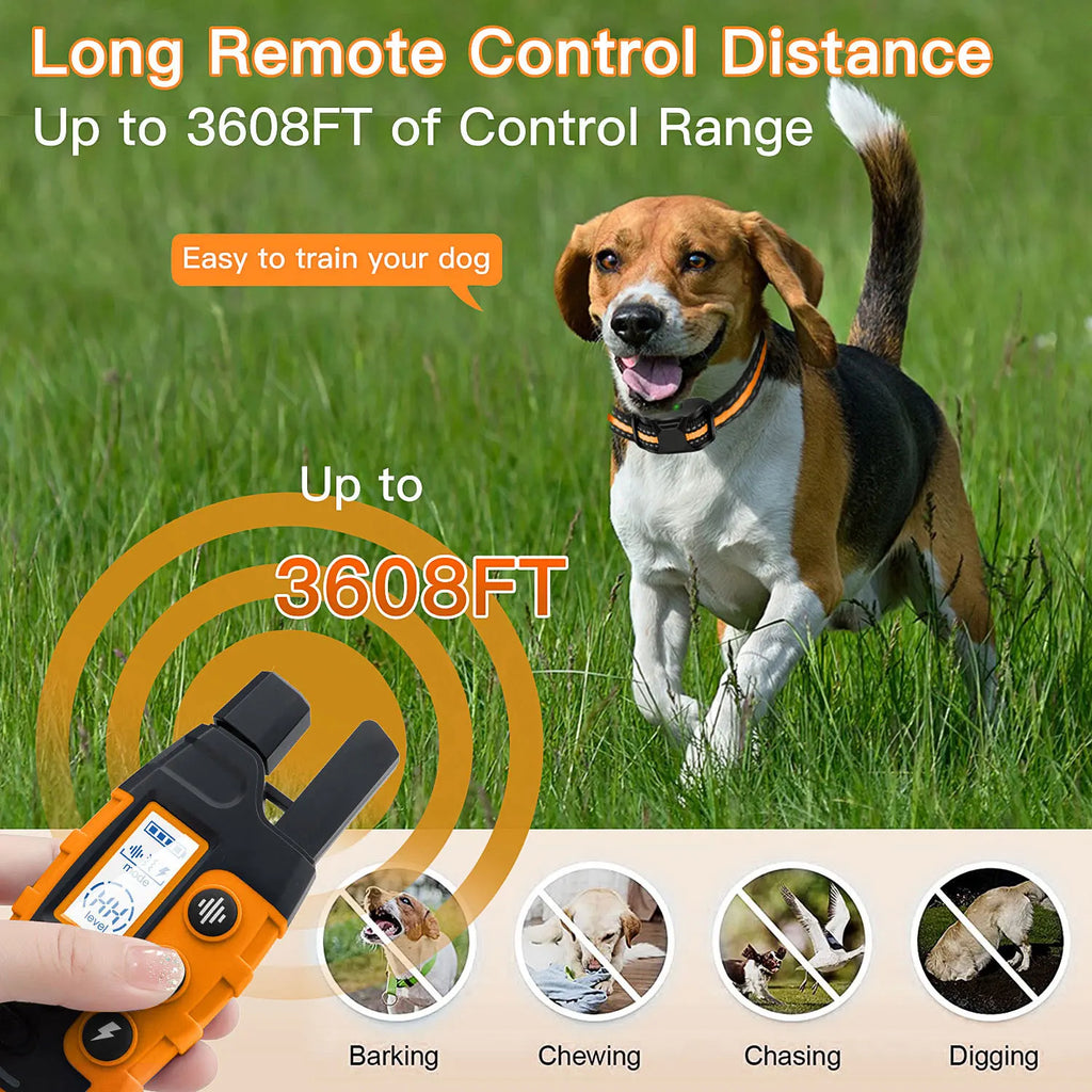 3300Ft Electric Dog Training Collar, Remote Control, Waterproof, Shock Vibration -  For Canine Pets 5-120lbs
