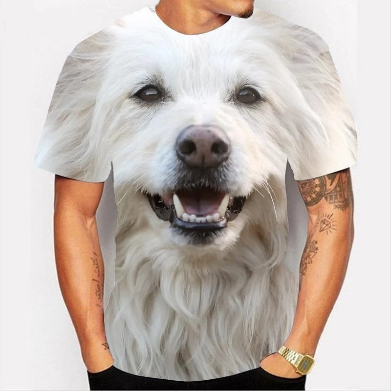 Cute Dog Face Graphics T Shirts Summer Fashion Short Sleeve Funny 3D Animals Printed T-shirts Mens Casual Loose Harajuku Tees