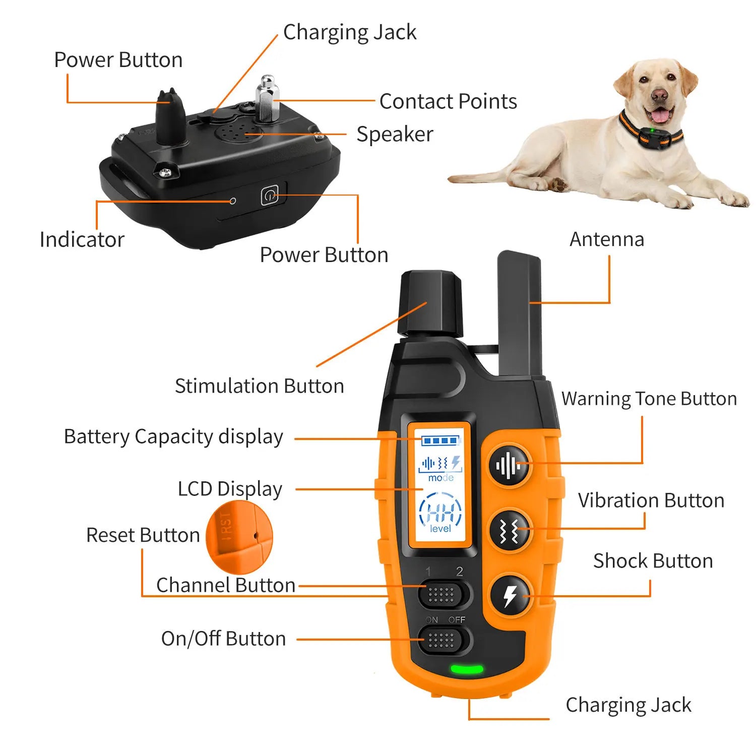 3300Ft Electric Dog Training Collar, Remote Control, Waterproof, Shock Vibration -  For Canine Pets 5-120lbs