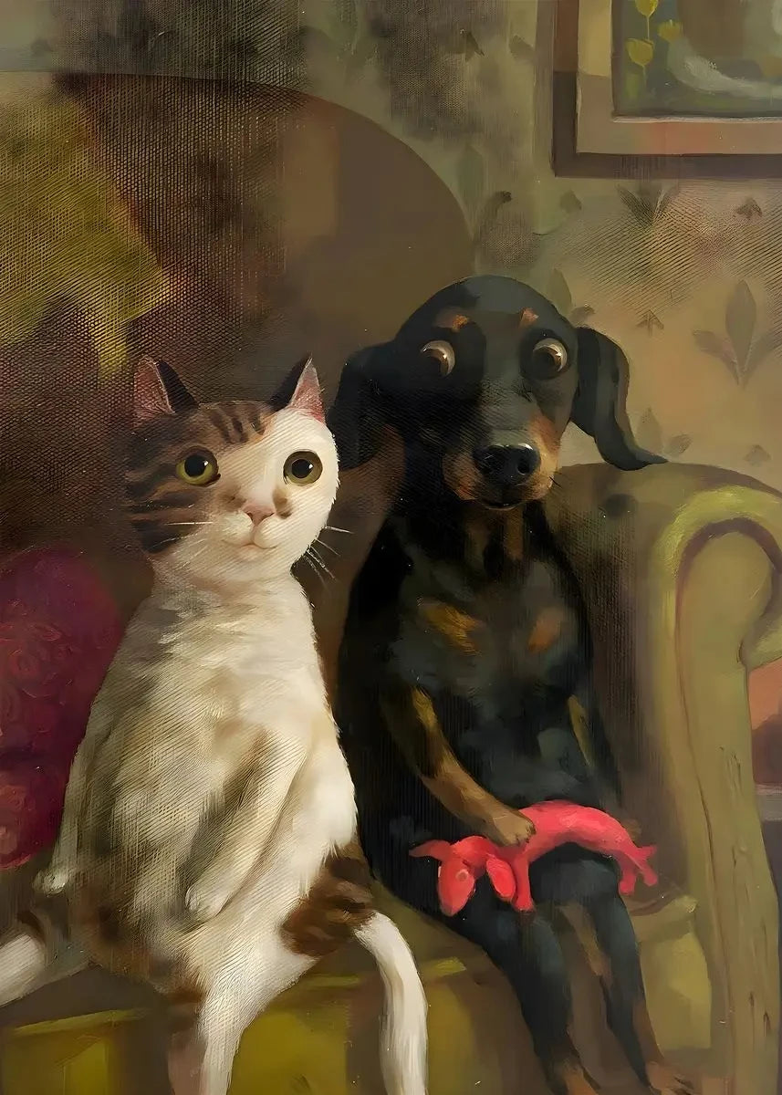 Funny Animals Personify Poster Print Cat Dog Rabbit Hamster Eat Something Canvas Painting Wall Art for Living Room Home Decor