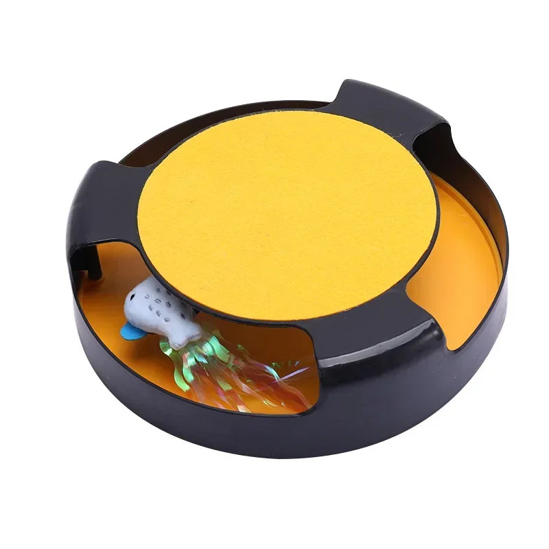 Fun Cat Turntable Toy, Mouse, fish  Chase Trap, Scratching Board Educational Play Turntable