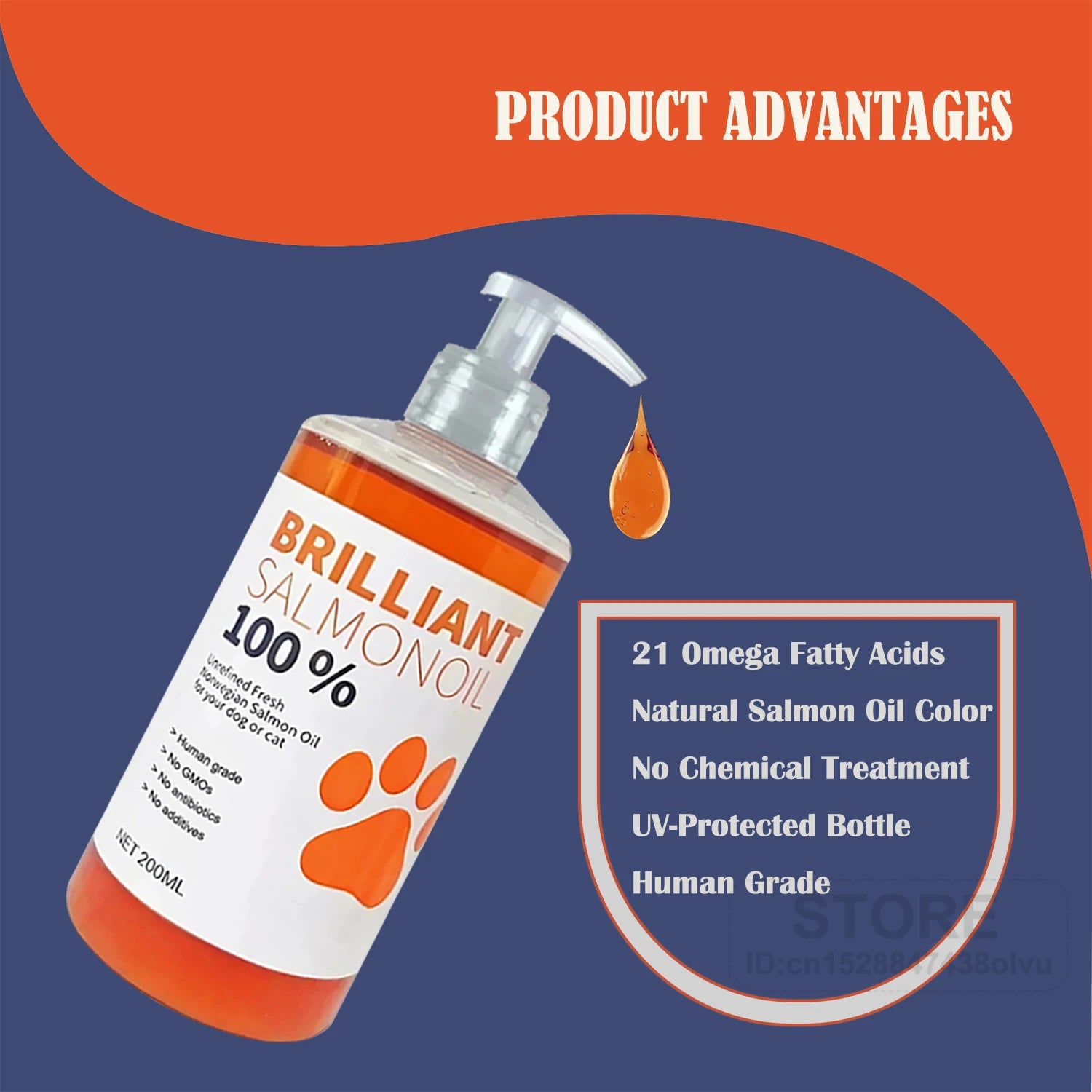 8 fl oz 200ML SALMON OIL for Pets (Dog and Cats),  Natural No Chemical Treatment, 21 Omega Fatty Acids, Nutritional Supplements