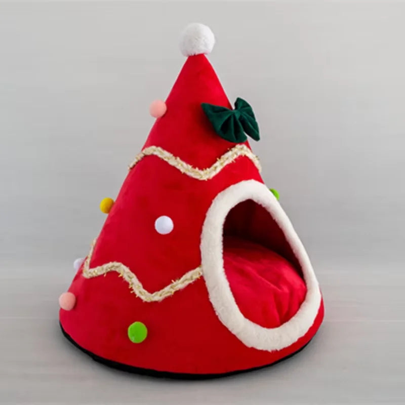 Christmas Tree Cave - Cozy Cat House Pets,  Small Dogs,  Puppy, Kitten,  Cat Cave - Warm, Soft, comfortable environment