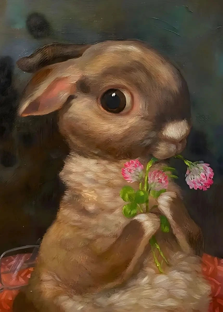 Funny Animals Personify Poster Print Cat Dog Rabbit Hamster Eat Something Canvas Painting Wall Art for Living Room Home Decor