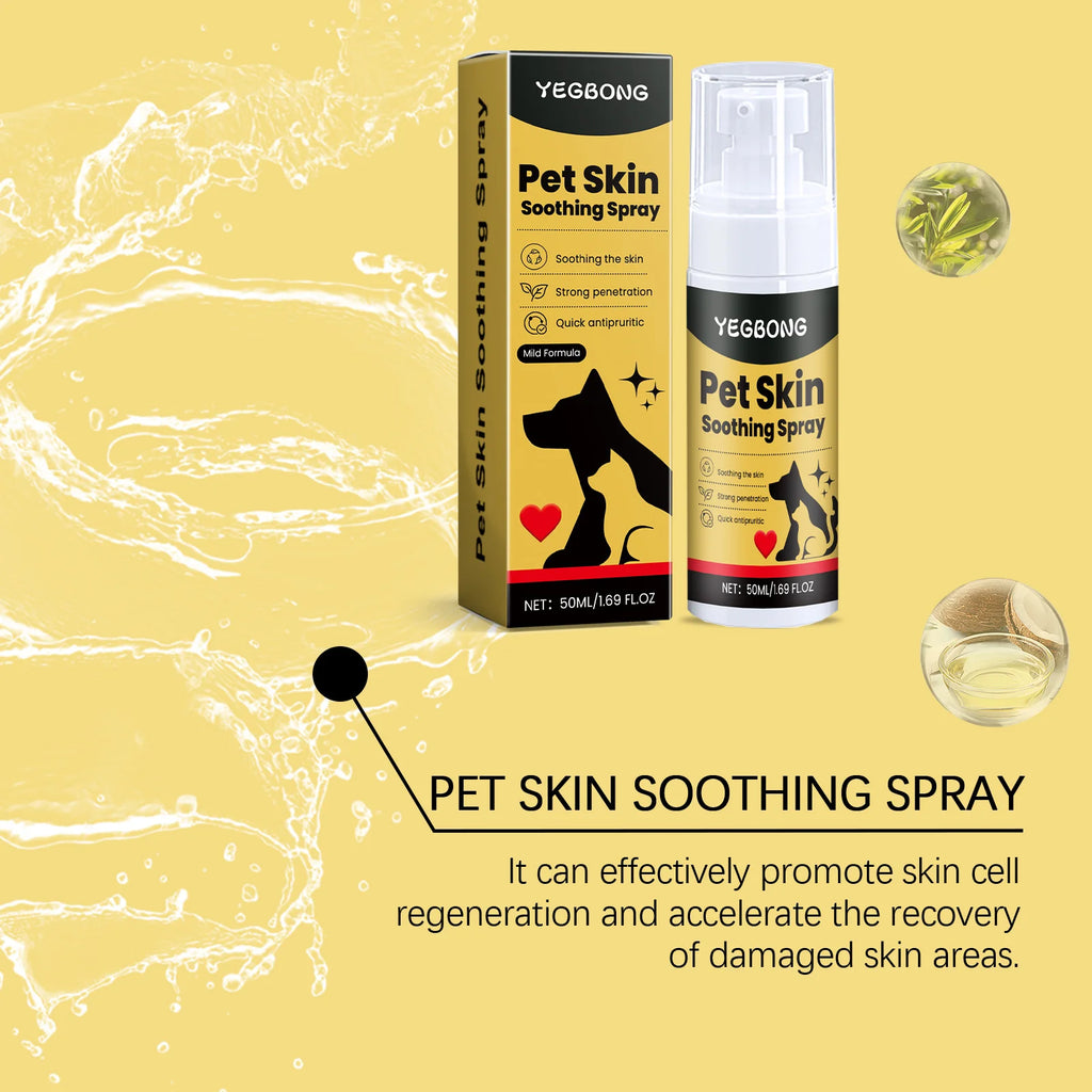 Pet Skin Care Spray Relief for Dogs/Cats, Treats  Flea Lice Skin Scratching and Licking, Portable Pet Wound Spray