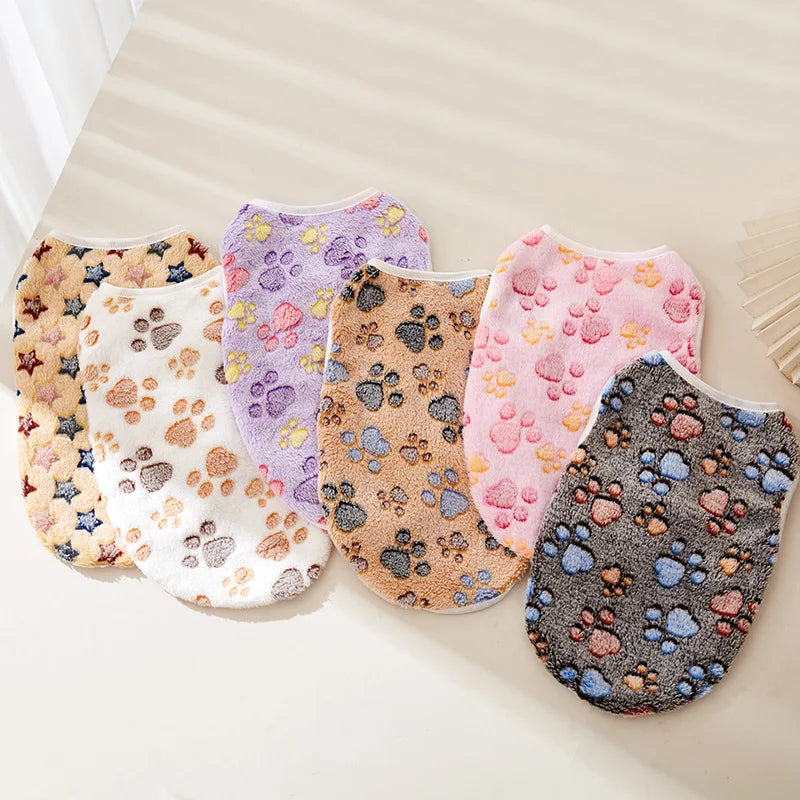 Flannel Dog Clothes Pet Clothes for Small Medium Dogs Soft Puppy Vest Cute Paw Print Chihuahua Coat Yorkshire Vest Pet Costume