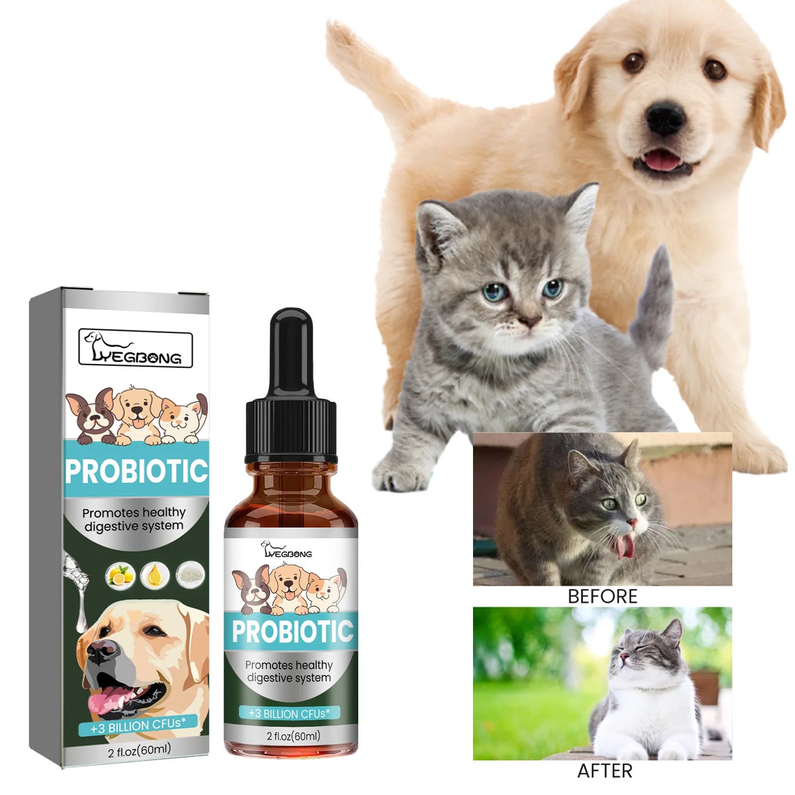 Probiotics Drop Digestive Health Support for Dogs,  Improve Gastrointestinal Vomiting Stomach