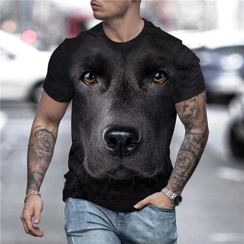 Cute Dog Face Graphics T Shirts Summer Fashion Short Sleeve Funny 3D Animals Printed T-shirts Mens Casual Loose Harajuku Tees