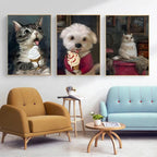 Funny Animals Personify Poster Print Cat Dog Rabbit Hamster Eat Something Canvas Painting Wall Art for Living Room Home Decor