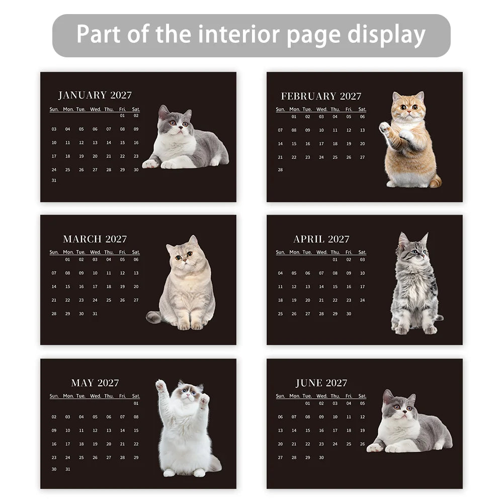 1pc 2026-2027 Cat Theme Calendar, Pet Cat，24- Monthly Planner, Desktop Calendar, Perfect Gift for the New Year