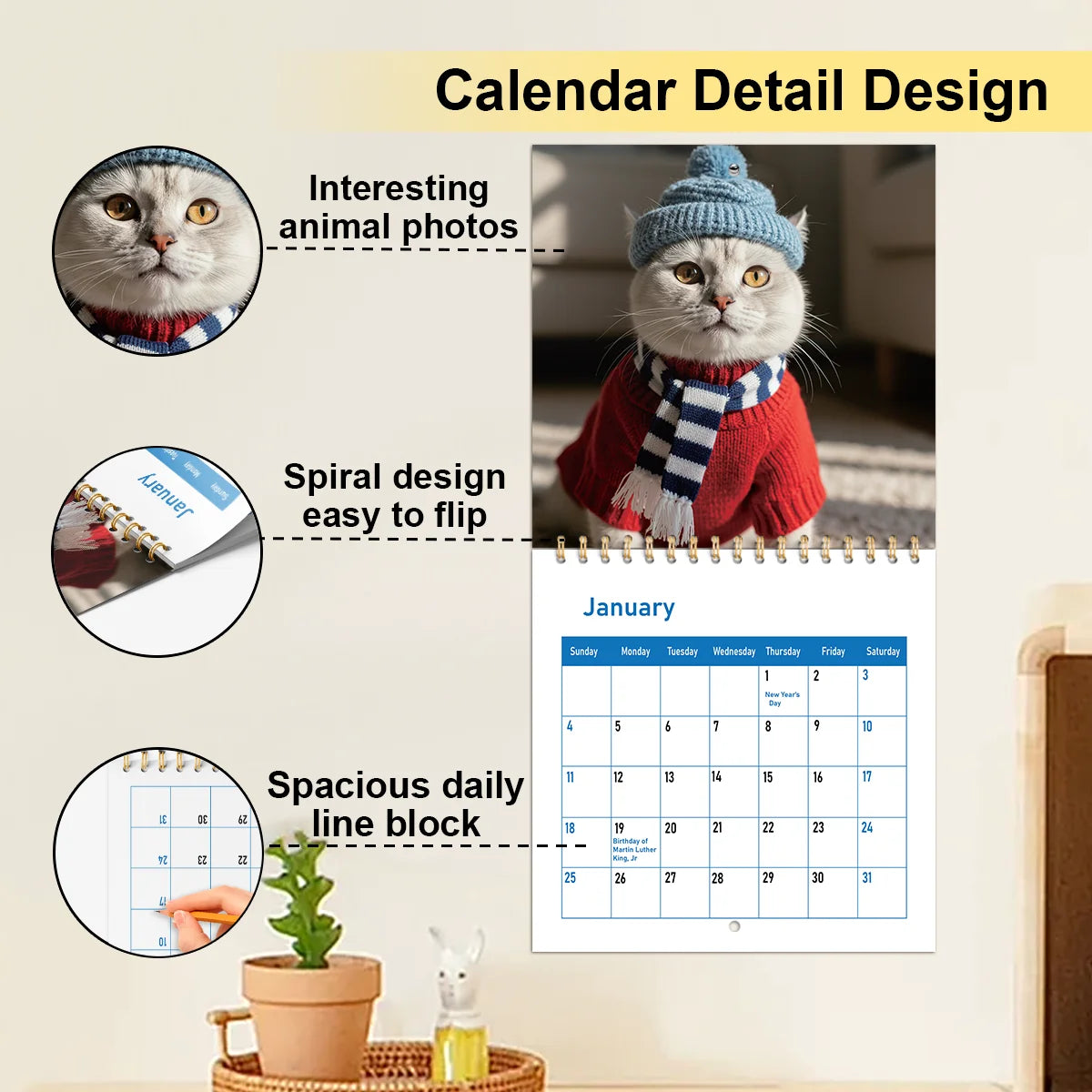  2026 Cute Cat & Dog Creative Calendar New Design,  Thoughtful New Year's Gift for Friends and Family