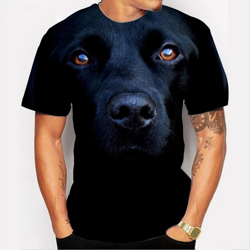 Cute Dog Face Graphics T Shirts Summer Fashion Short Sleeve Funny 3D Animals Printed T-shirts Mens Casual Loose Harajuku Tees