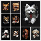 Funny The Dog In The Crevice Posters Norwich Terrier Lhasa Apso Dog Prints Canvas Painting Wall Pictures Home Kid's Room Decor