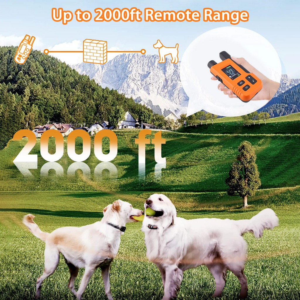 2000 Ft Electric Dog Training Collar Remote Control Waterproof Pet Behavior For 5-120 lbs Puppy With Shock Vibration