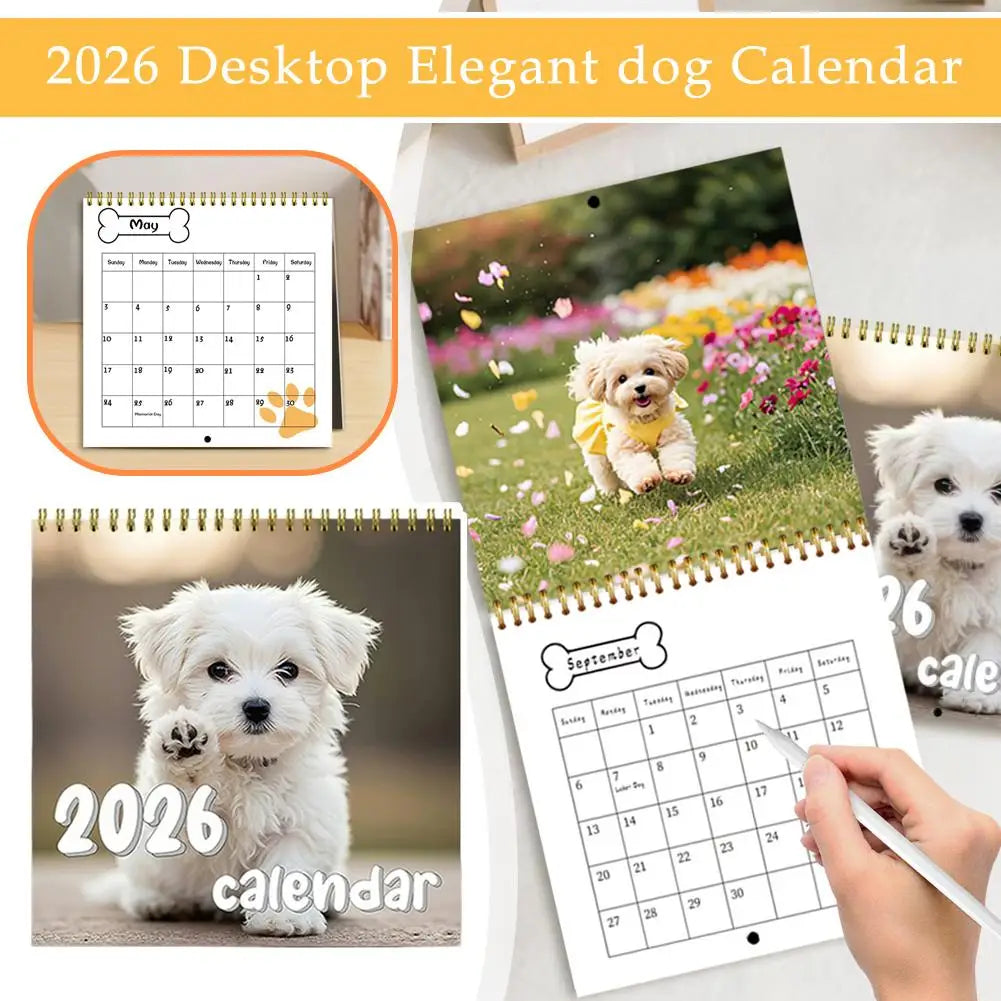 2026 New Dogs, Dog-Lovers Calendar - Year, Monthly, Planner Agenda Schedule Organizer Wall Calendar
