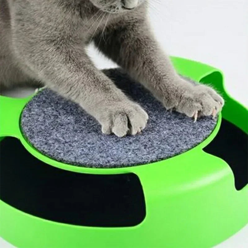 Fun Cat Turntable Toy, Mouse, fish  Chase Trap, Scratching Board Educational Play Turntable