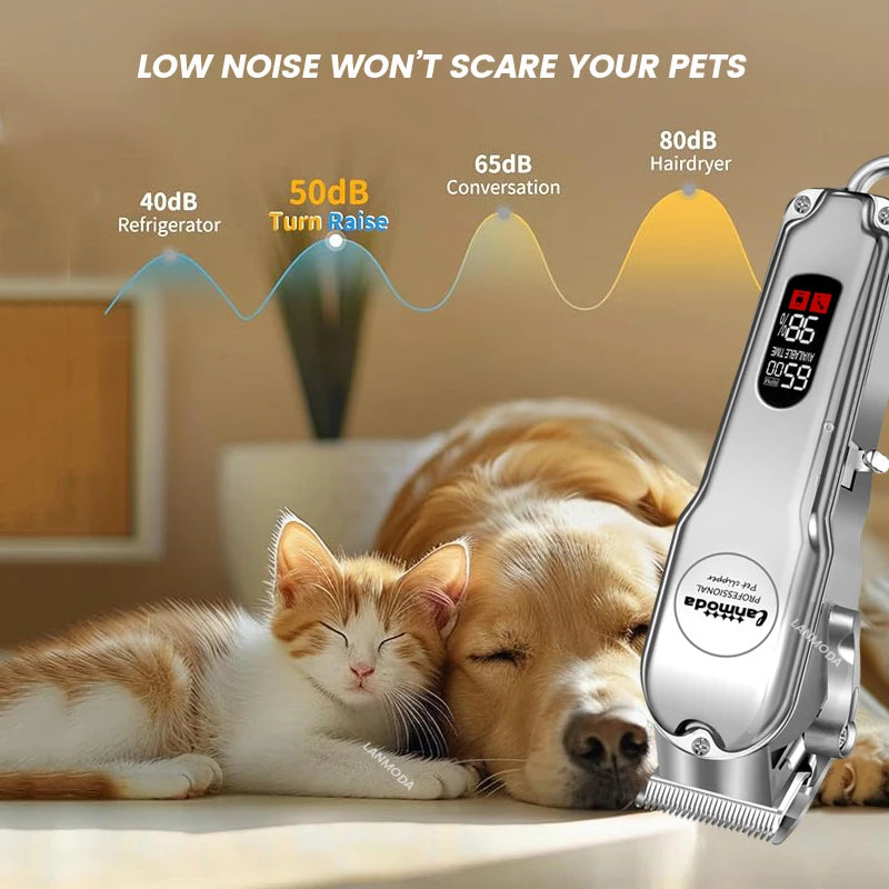 Professional Dog & Cat Hair Clippers Full Metal Rechargeable, Low Noise