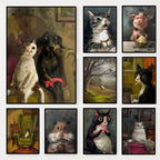 Funny Animals Personify Poster Print Cat Dog Rabbit Hamster Eat Something Canvas Painting Wall Art for Living Room Home Decor