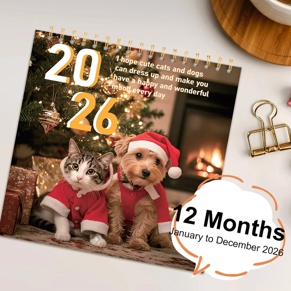  2026 Cute Cat & Dog Creative Calendar New Design,  Thoughtful New Year's Gift for Friends and Family