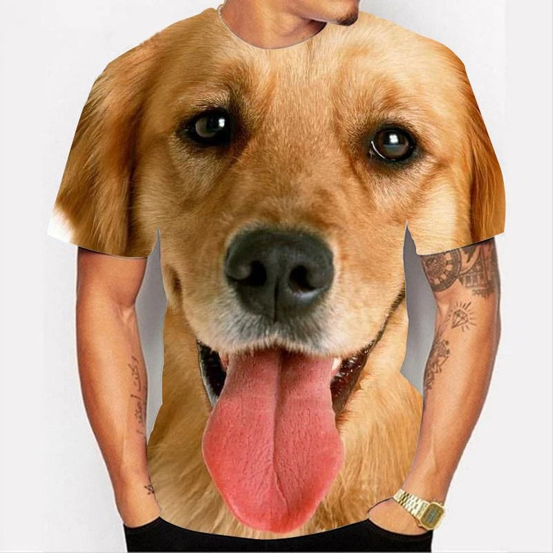 Cute Dog Face Graphics T Shirts Summer Fashion Short Sleeve Funny 3D Animals Printed T-shirts Mens Casual Loose Harajuku Tees