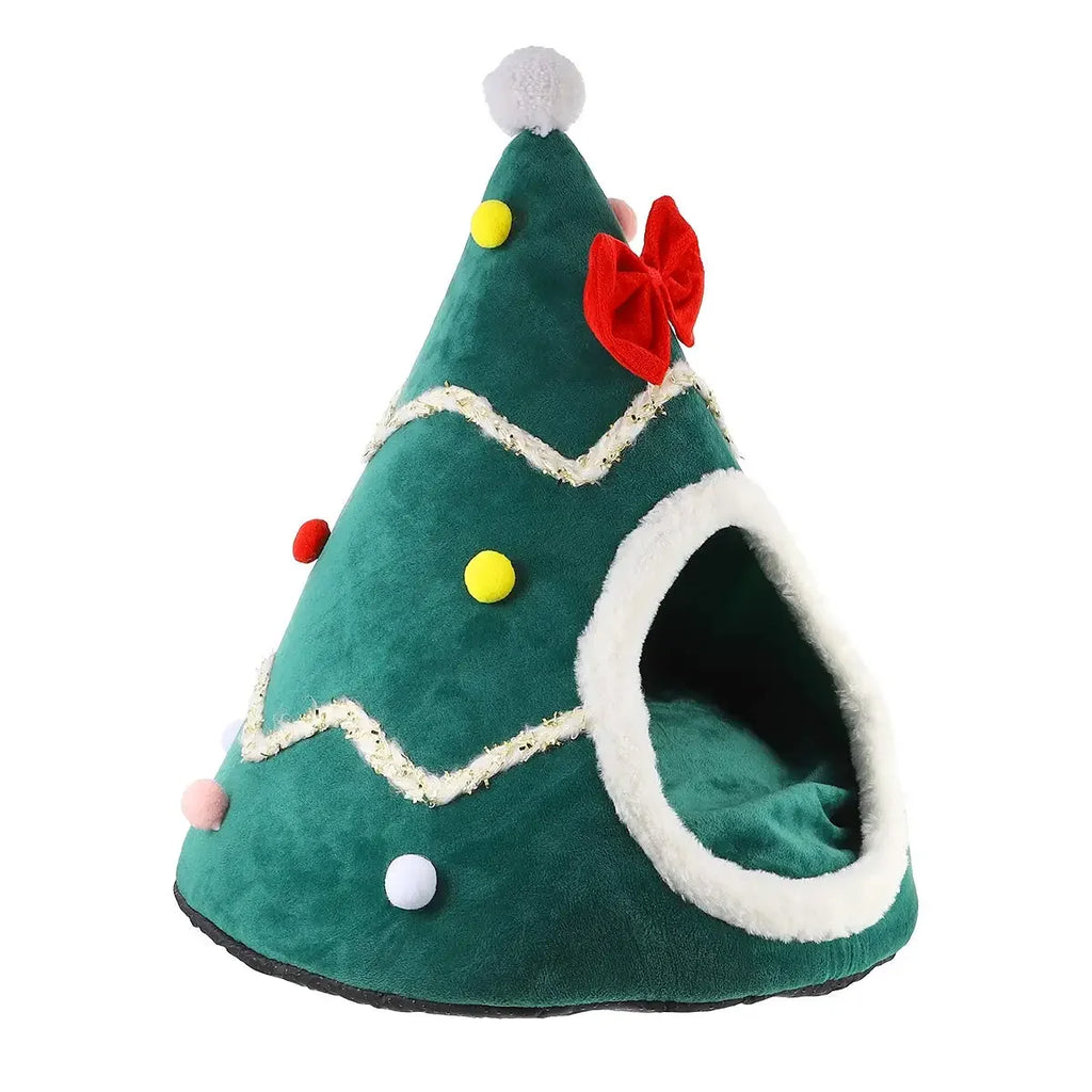 Christmas Tree Cave - Cozy Cat House Pets,  Small Dogs,  Puppy, Kitten,  Cat Cave - Warm, Soft, comfortable environment