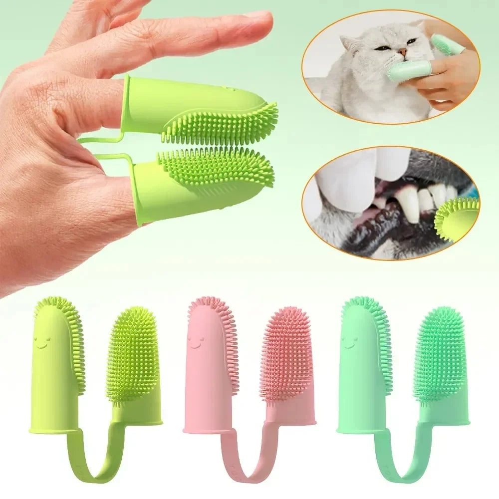 Pet Two-finger Toothbrush for Dogs or Cats,  Teeth Cleaning, Oral Cleaning Tools for Pets