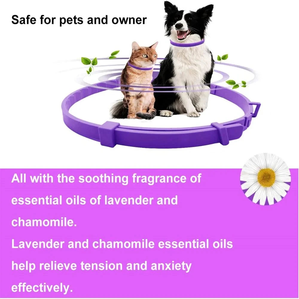 Calming Collar for Cats Pet Calming Pheromone Collar for Cats Dogs Calming Collar for Anxiety Effective Relieve Anxiety Stress