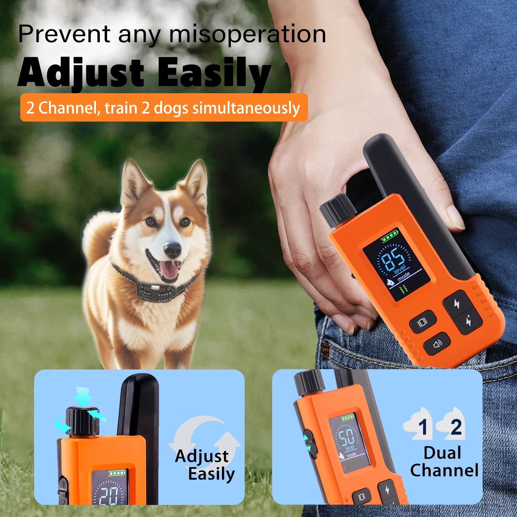 2000 Ft Electric Dog Training Collar Remote Control Waterproof Pet Behavior For 5-120 lbs Puppy With Shock Vibration