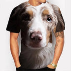 Cute Dog Face Graphics T Shirts Summer Fashion Short Sleeve Funny 3D Animals Printed T-shirts Mens Casual Loose Harajuku Tees